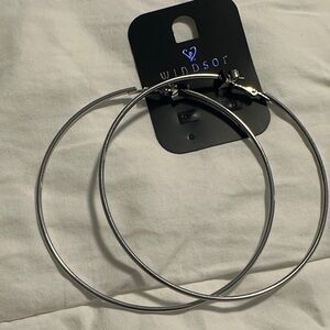 Windsor Shiny Silver Hoop Earrings